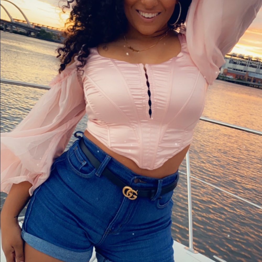 Pink Satin Crop Top